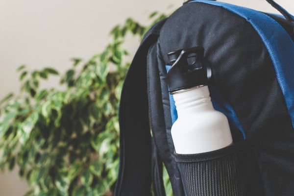 A race day backpack prepared and ready.