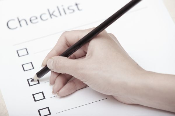A checklist with all the essential items written down on it.